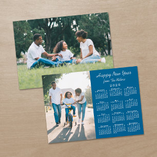 Cartão De Festividades Calendário 2026 Feliz ano novo de Foto Azul 2 Mode