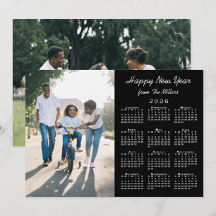 Cartão De Festividades Calendário 2026 Feliz ano novo de Foto Moderno Pre