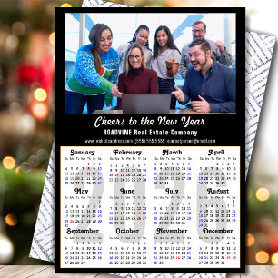 Cartão De Festividades Calendário 2026 Foto de empresa Preto Moderno Míni