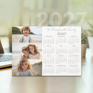 Cartão De Festividades Calendário 2027 - 3 Fotos - Basic Grey White