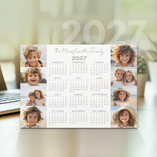 Cartão De Festividades Calendário 2027 - 8 Fotos - Basic Grey White
