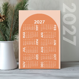 Cartão De Festividades Calendário 2027 - boho mod arco retro coral