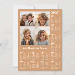Cartão De Festividades Calendário 2027 com 4 Fotos - Pastel Suave
