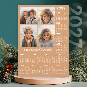 Cartão De Festividades Calendário 2027 com 4 Fotos - Pastel Suave