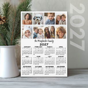 Cartão De Festividades Calendário 2027 com 8 Fotos - Mod Minimal