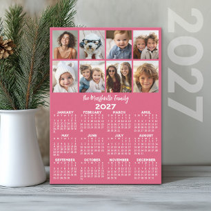 Cartão De Festividades Calendário 2027 com 8 Fotos - Mod Minimal