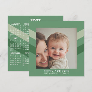 Cartão De Festividades Calendário 2027 Feliz Ano Novo - Faixa Retro