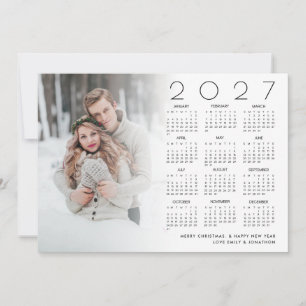 Cartão De Festividades Calendário 2027 Sobreposição de Foto de Casal Feli