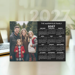 Cartão De Festividades Calendário 2027 - Visão Anual Moderna com Foto