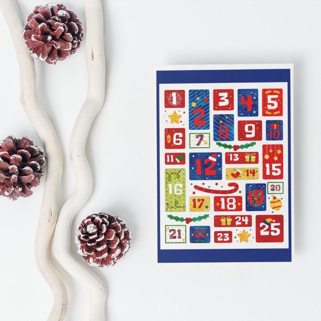 Cartão De Festividades Calendário Aconselhado de Natal do Contador Xmas d (Front)