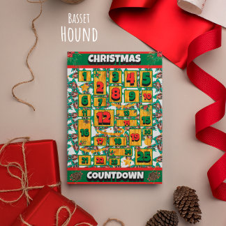 Cartão De Festividades Calendário Antecipado de Natal da Contagem de Houn