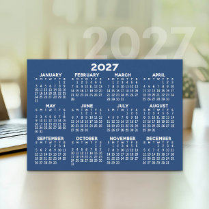 Cartão De Festividades Calendário Anual 2027 - Azul horizontal