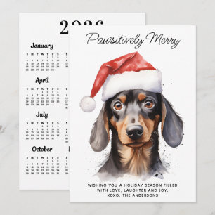 Cartão De Festividades Calendário Cachorro Dachshund 2027 Natal Fofo 