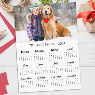 Cartão De Festividades Calendário de 12 Meses para 2024 Personalizado Pet