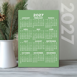 Cartão De Festividades Calendário de 2027 - Ano Completo Básico - Folha d