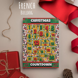 Cartão De Festividades Calendário de Advento de Natal do Bulldog Francês