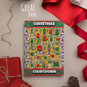 Cartão De Festividades Calendário de Advento de Natal do Cão Grande Dinam