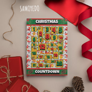 Cartão De Festividades Calendário de Advento de Natal do Cão Samoyed Cont