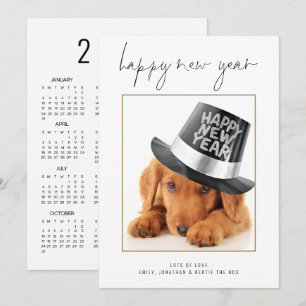 Cartão De Festividades Calendário de Ano Novo Feliz 2027 com Foto de Anim