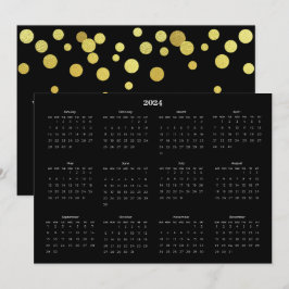 Cartão De Festividades Calendário de Boas Festas Preto Branco Dourado Fes