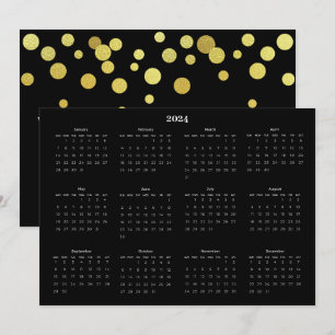 Cartão De Festividades Calendário de Boas Festas Preto Branco Dourado Fes