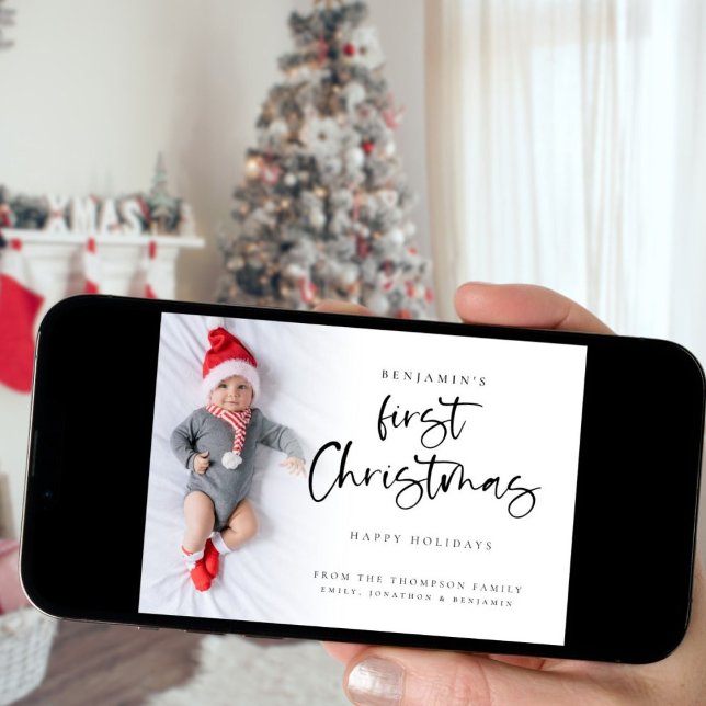 Cartão De Festividades Calendário de Foto de Natal 2026 do Baby First Chr (Also available digitally)