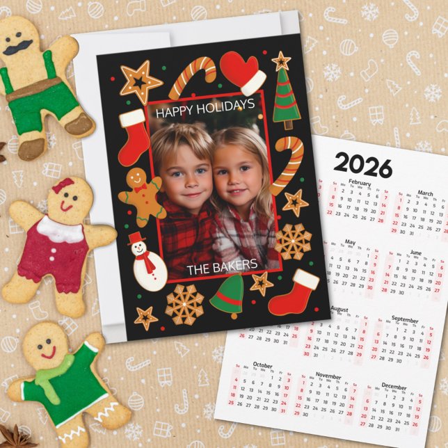 Cartão De Festividades Calendário de Fotografias Personalizadas do Cookie (Criador carregado)