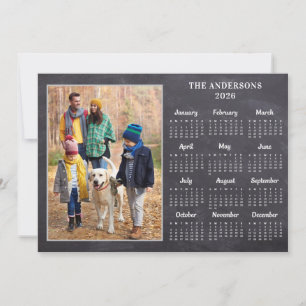 Cartão De Festividades Calendário de Fotos Personalizado Família Rústica