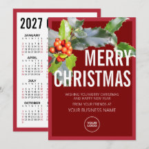 Calendário de Logotipo Empresarial Holly Tree Feli