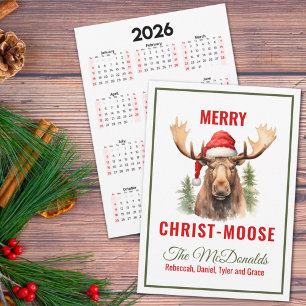 Cartão De Festividades Calendário de Moose de Natal de Cristo feliz