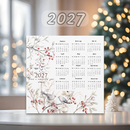 Cartão De Festividades Calendário de Natal de Pássaros com Frutas de Inve
