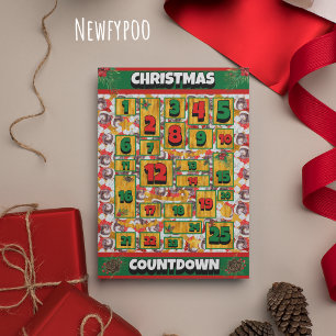 Cartão De Festividades Calendário do Advento de Natal do Cão Newfypoo 