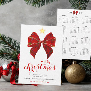 Cartão De Festividades Calendário do Arco Tartan 2026 Feliz Calendário de