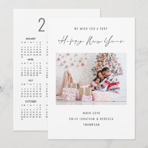 Cartão De Festividades Calendário Elegante de Fotos de 2027 Feliz Ano Nov