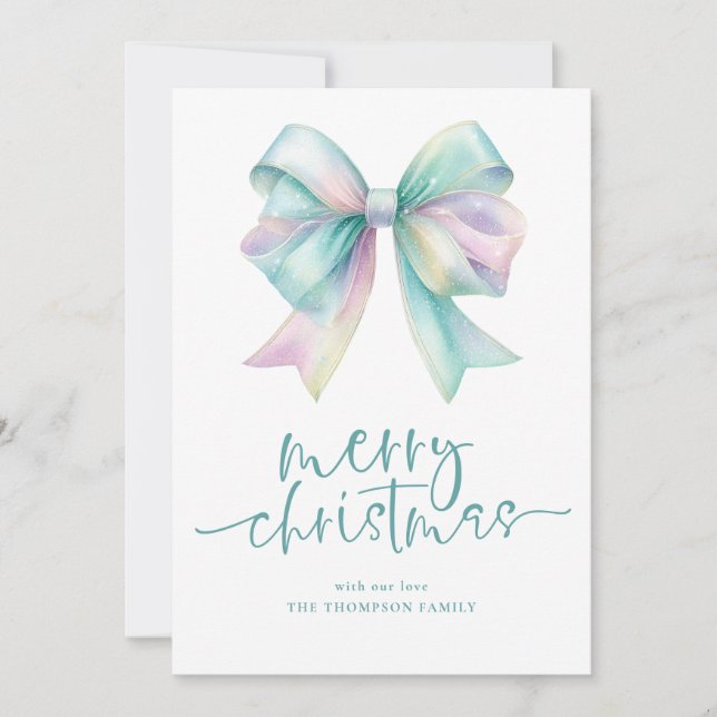 Cartão De Festividades Calendário Iridescente 2026 Feliz Natal (Frente)