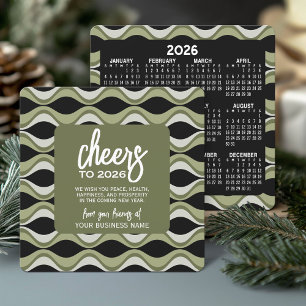 Cartão De Festividades Calendário - MCM Verde Azul Preto - Negócio