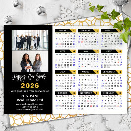 Cartão De Festividades Calendário Moderno 2026 Corporativo 2 Foto Preto