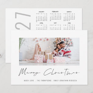 Cartão De Festividades Calendário Moderno de Fotos com Letra 2027 Feliz N