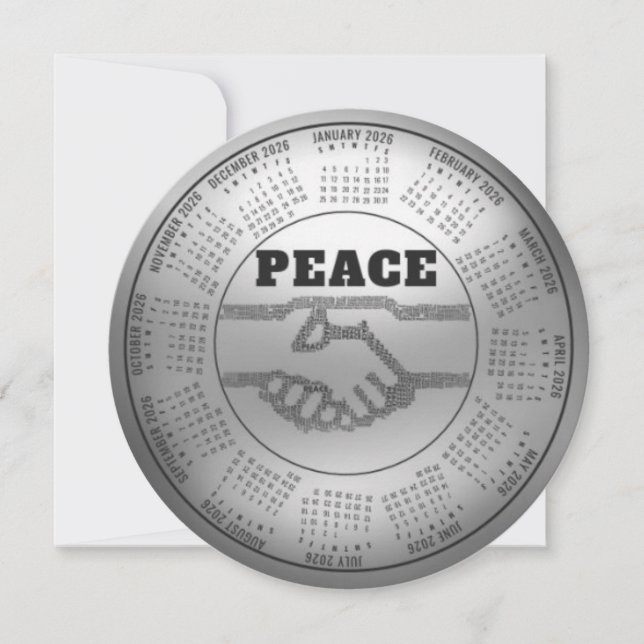 Cartão De Festividades Calendário Paz 2026 (Frente)