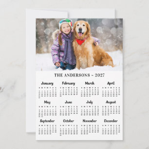 Cartão De Festividades Calendário Personalizado de Fotos 2027 Pet Cachorr