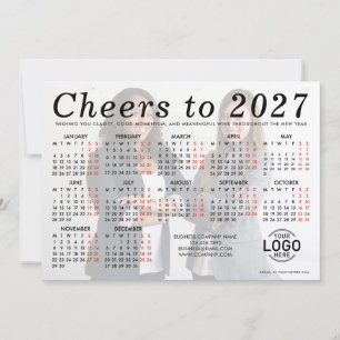 Cartão De Festividades Calendário Simples de Foto de Logo Personalizado C