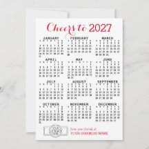 Calendário Vermelho Branco Logotipo Empresarial