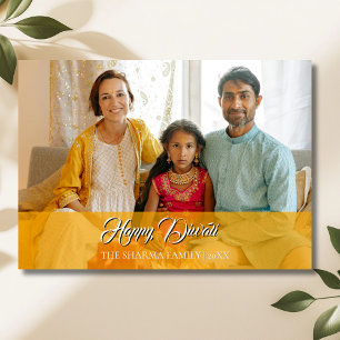 Cartão De Festividades Calêndula Laranja Elegante Foto Feliz Diwali