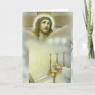 Cartão De Festividades Cálice de Oferta de Missa do Crucifixo Velas Padre