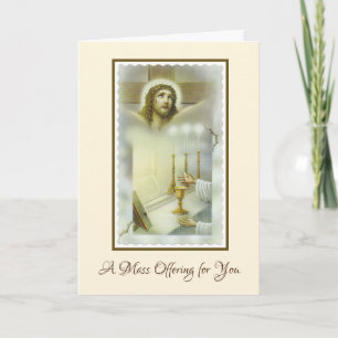 Cartão De Festividades Cálice de Oferta de Missa do Crucifixo Velas Padre