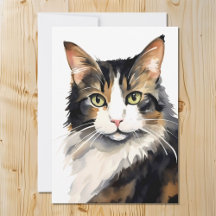 Calico Cat Portrait de Aquarela