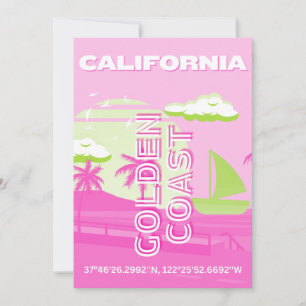 Cartão De Festividades Califórnia, Los Angeles, Viagem Art, Preppy, rosa