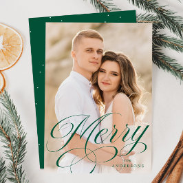 Cartão De Festividades Caligrafia Alegre Sobreposição de Foto Script Verd