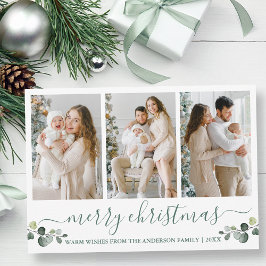 Cartão De Festividades Caligrafia Aquarela Eucalyptus Natal Verde