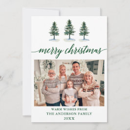 Cartão De Festividades Caligrafia Aquarela Pines Verdes Foto Natal